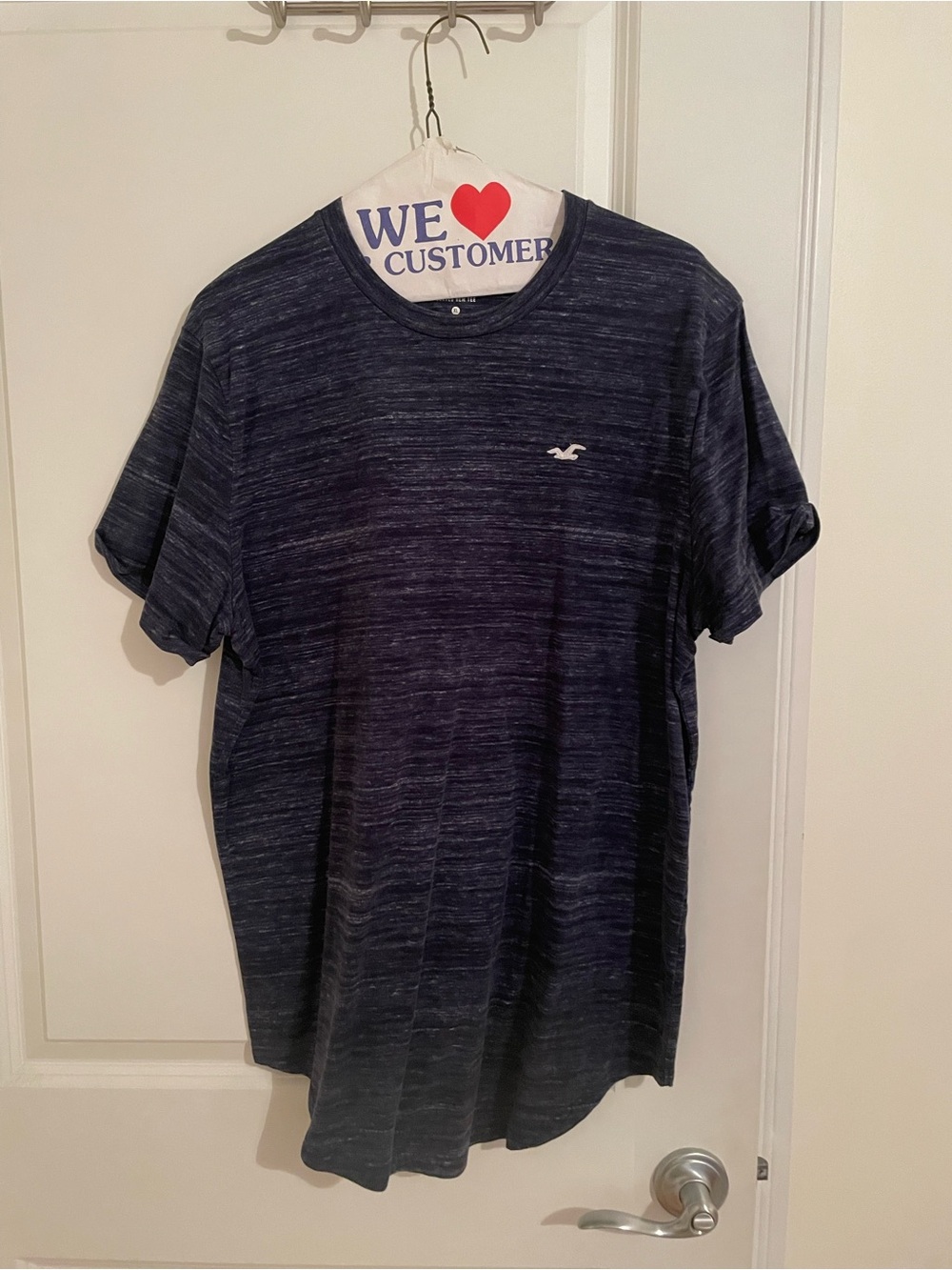 Hollister Men's Dark Navy Heather Short Sleeve Crew Tee